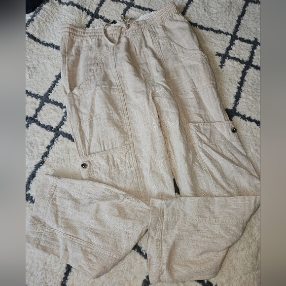 Free People Pants - Free people Feelin Good  linen cotton cargo M beige